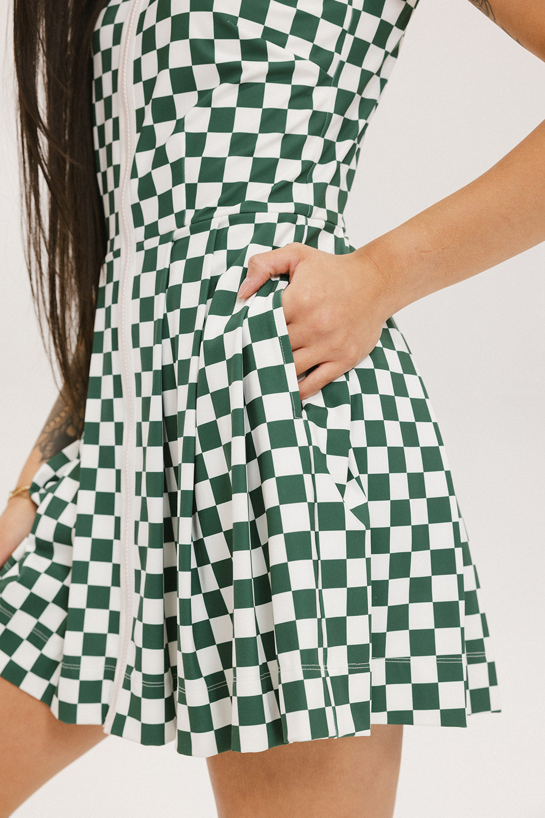 slim fit dress slacks Collectif Mac Foliage Check Pencil Dress – Suzie's Bombshell Boutique main image 1
