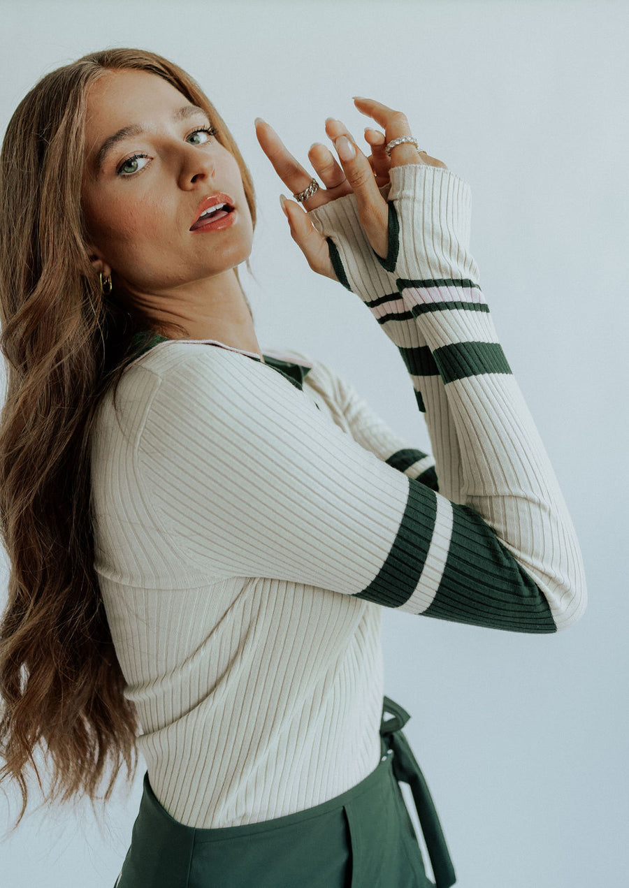 Royal Ribbed Long Sleeve Shirt Cream