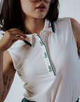 Moore Polo - White w/Pink & Green Stripes