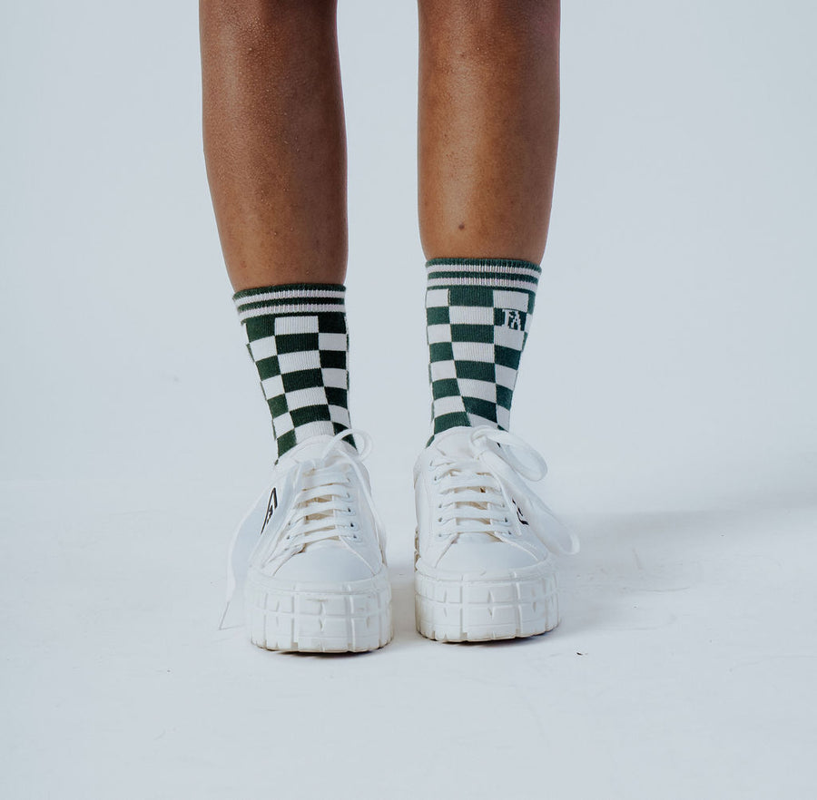 Charlie Crew Sock - Green Checkered
