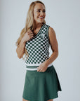 Jen Sweater Vest - Green Checkered