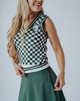 Jen Sweater Vest - Green Checkered