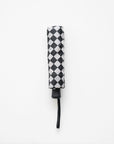 black and cream umbrealla checkered print with wrist holder