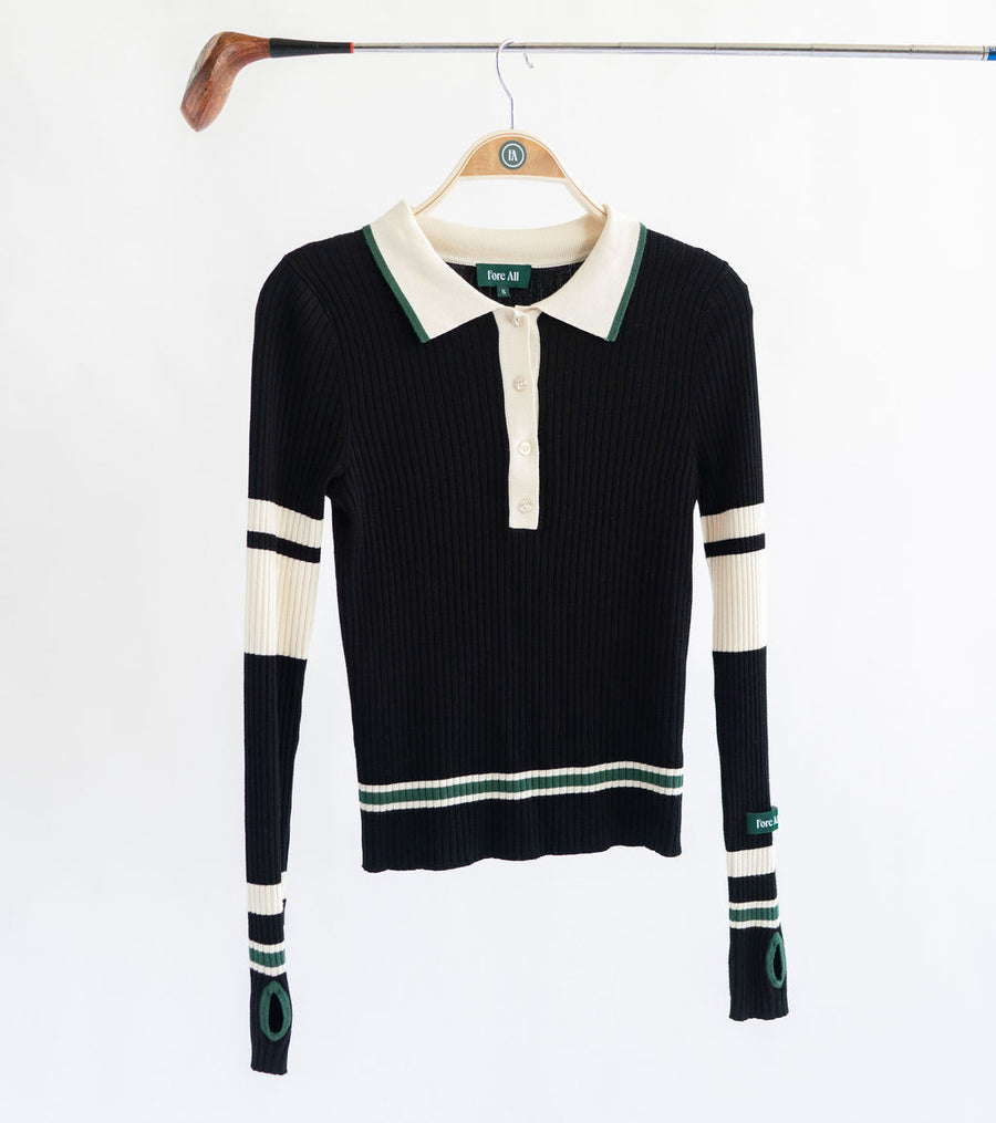 Royal Ribbed Long Sleeve Shirt Black