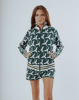 Flora Knit Jacket - Green Flamingo