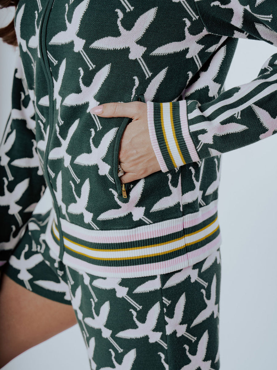 Flora Knit Jacket - Green Flamingo