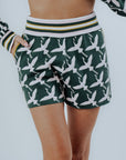 Flora Shorts - Green Flamingo