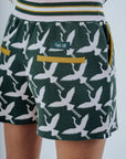 Flora Shorts - Green Flamingo