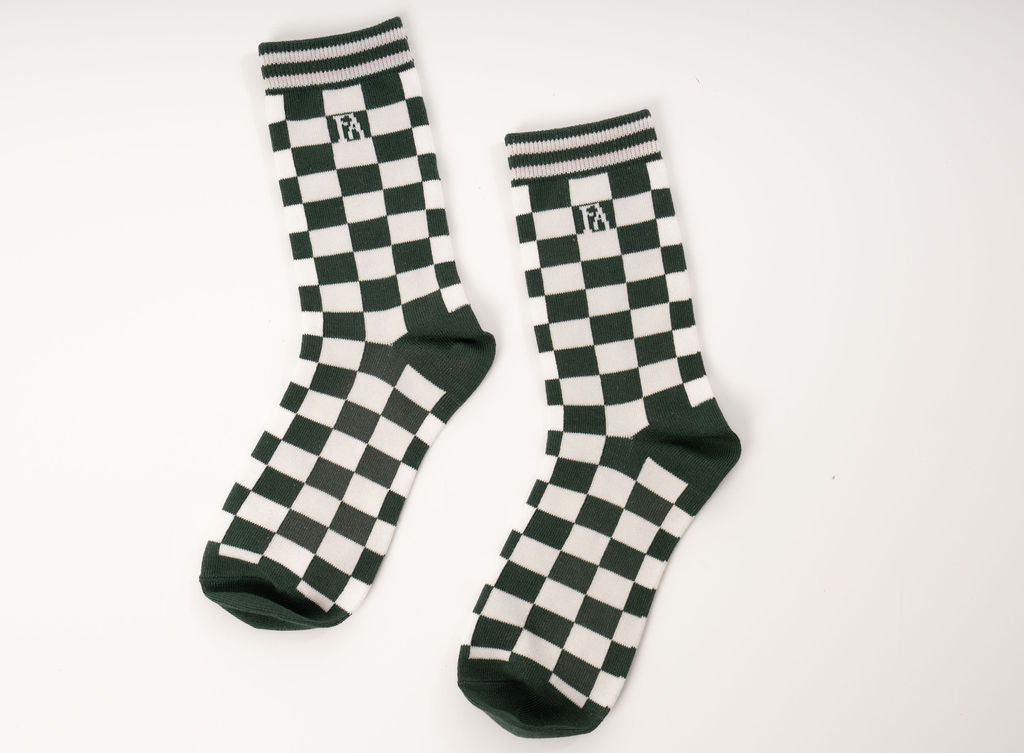 Charlie Crew Sock - Green Checkered – foreall.com