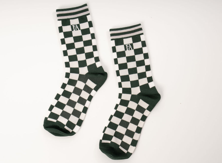 Charlie Crew Sock - Green Checkered