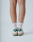 Maude Ruffle Top Socks - Pink Stripe