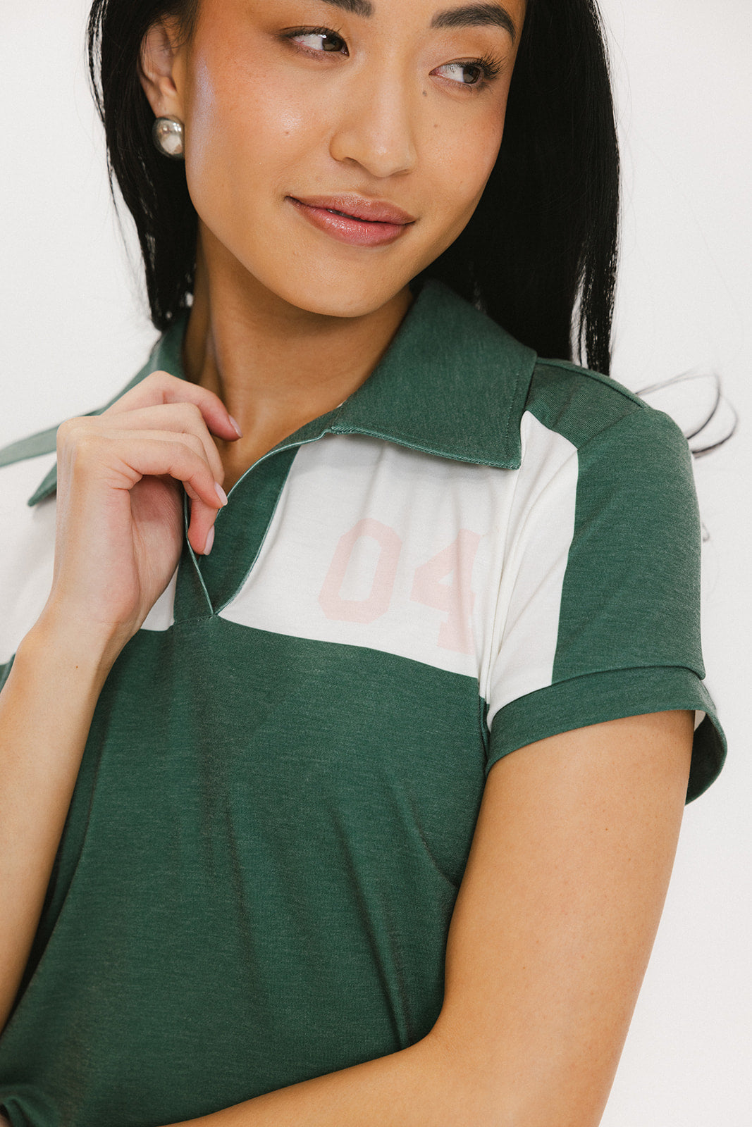 Block Green R Angie Polo - Color Block Green – foreall.com