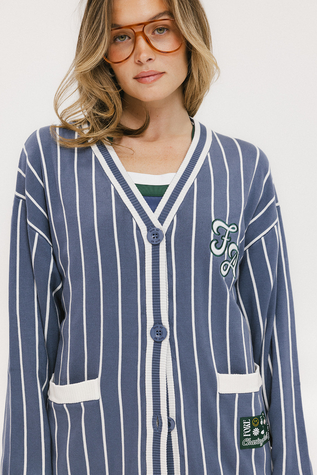 Dot Cardigan - Pinstripe Indigo – foreall.com 【美品】TODAYFUL 