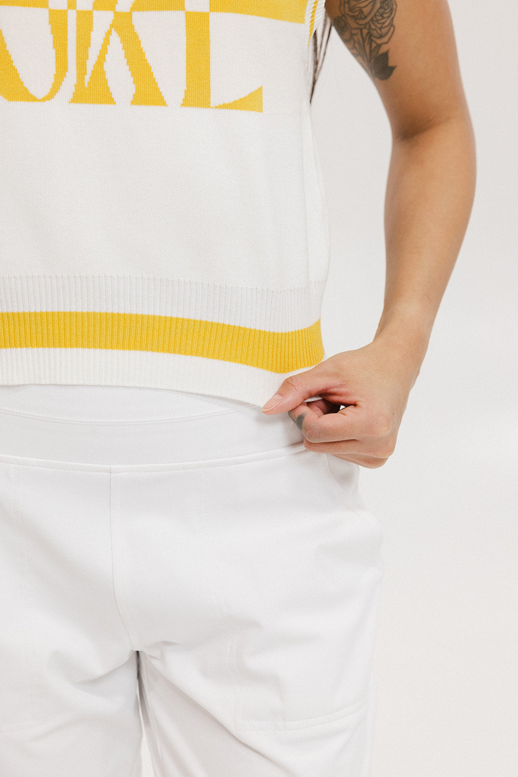 Fore Sleeveless Sweater - Mustard/Whitea – foreall.com