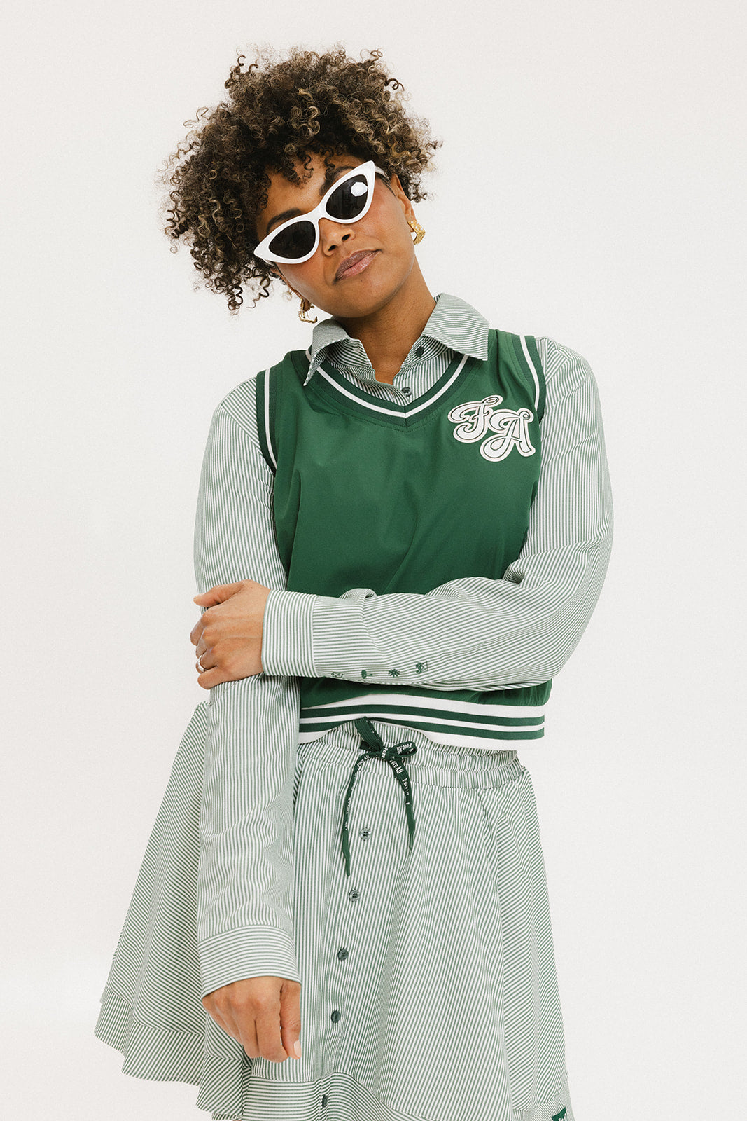 Victoria Button Up - Green Stripe – foreall.com