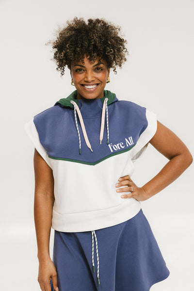 Laila Sleeveless Hoodie - Indigo – foreall.com