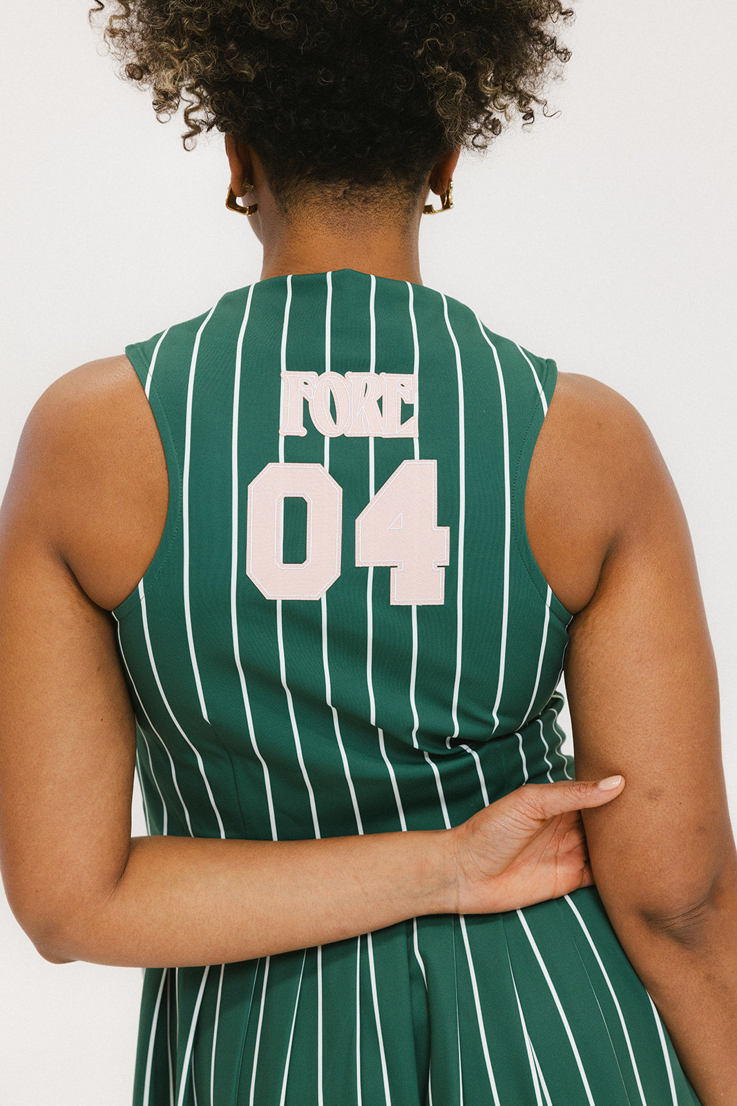 Fore All Women's Pinstripe Green Erin Dress, Small