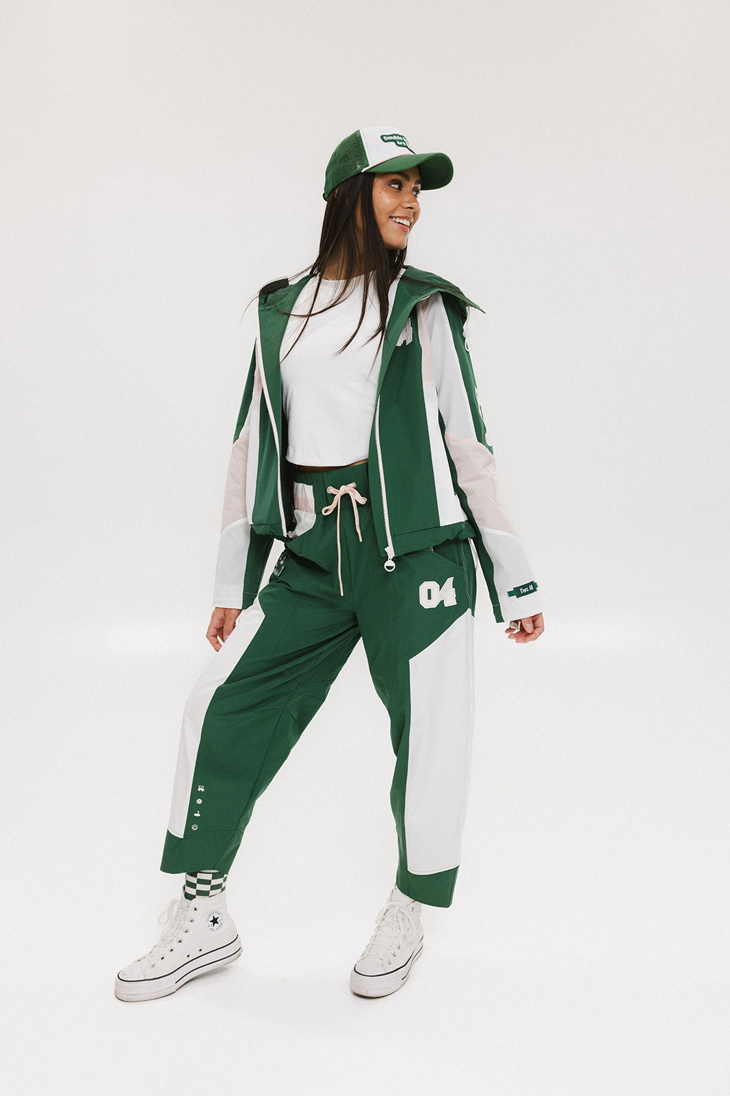 Caitlin Warm-Up Pant - Green/Pink – foreall.com
