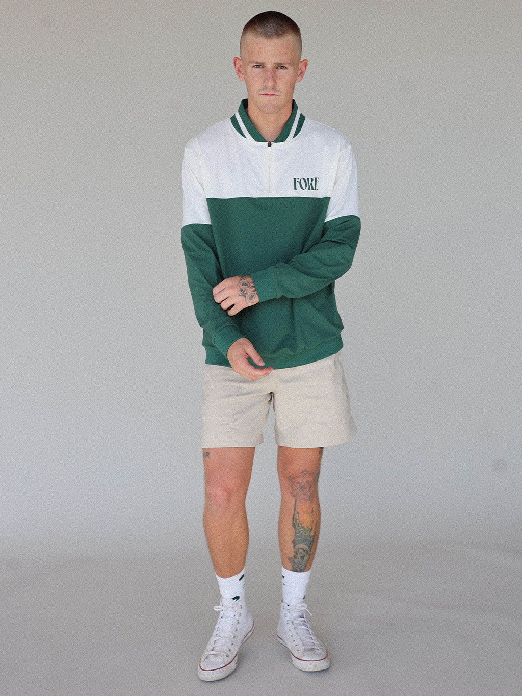 Hamilton Quarter Zip - Green/White – foreall.com