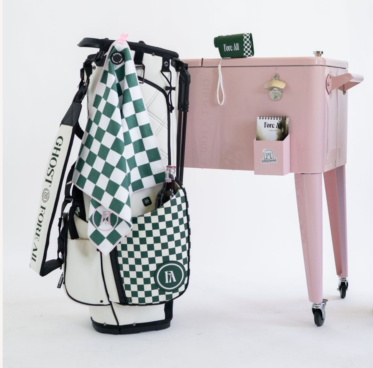Fore All X Ghost Golf Magnetic Towel - Green Checkered – foreall.com