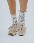 Maude Ruffle Sock - White Flamingo