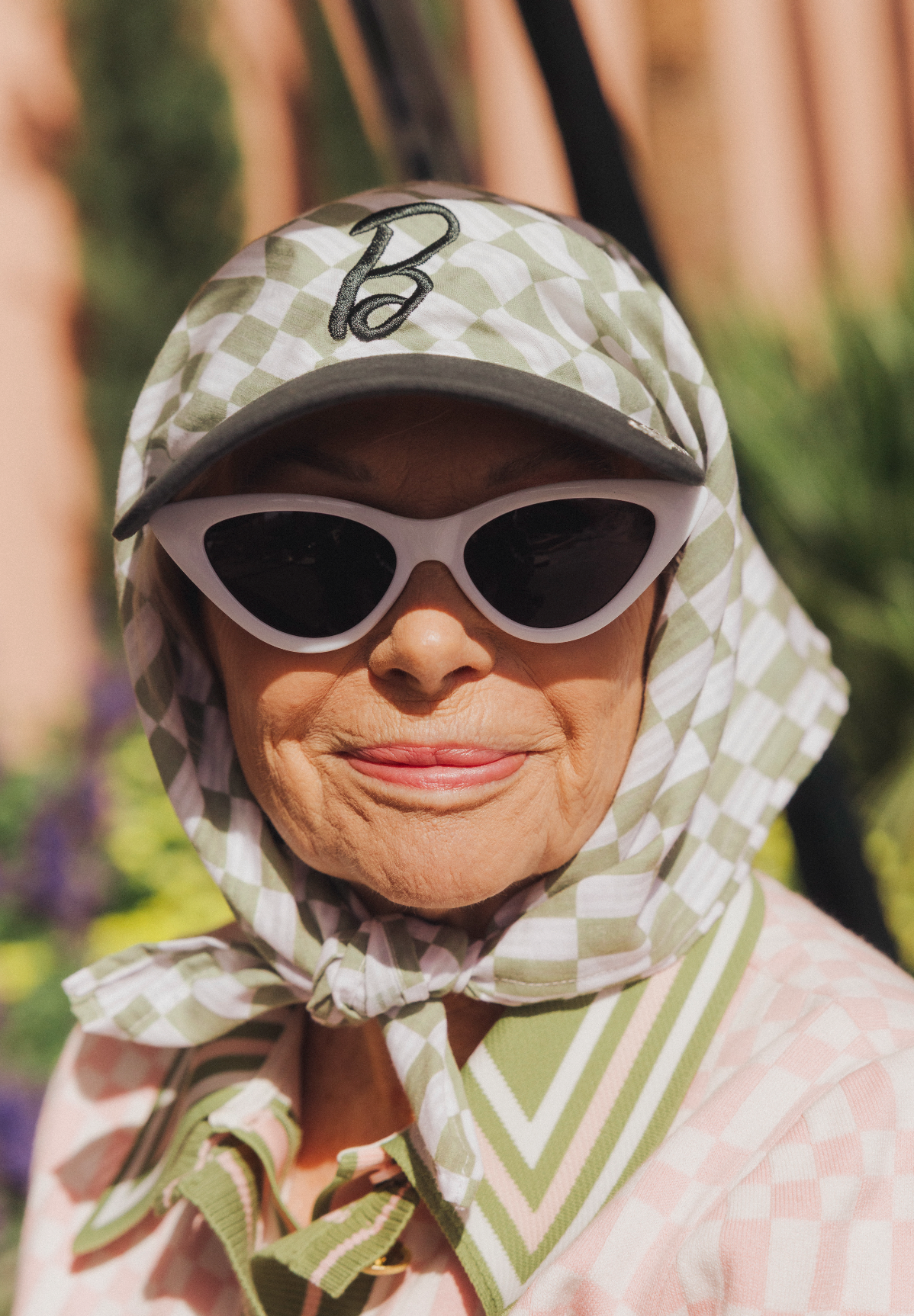 Lady Scarf Hat - Putting Green/White Checkered