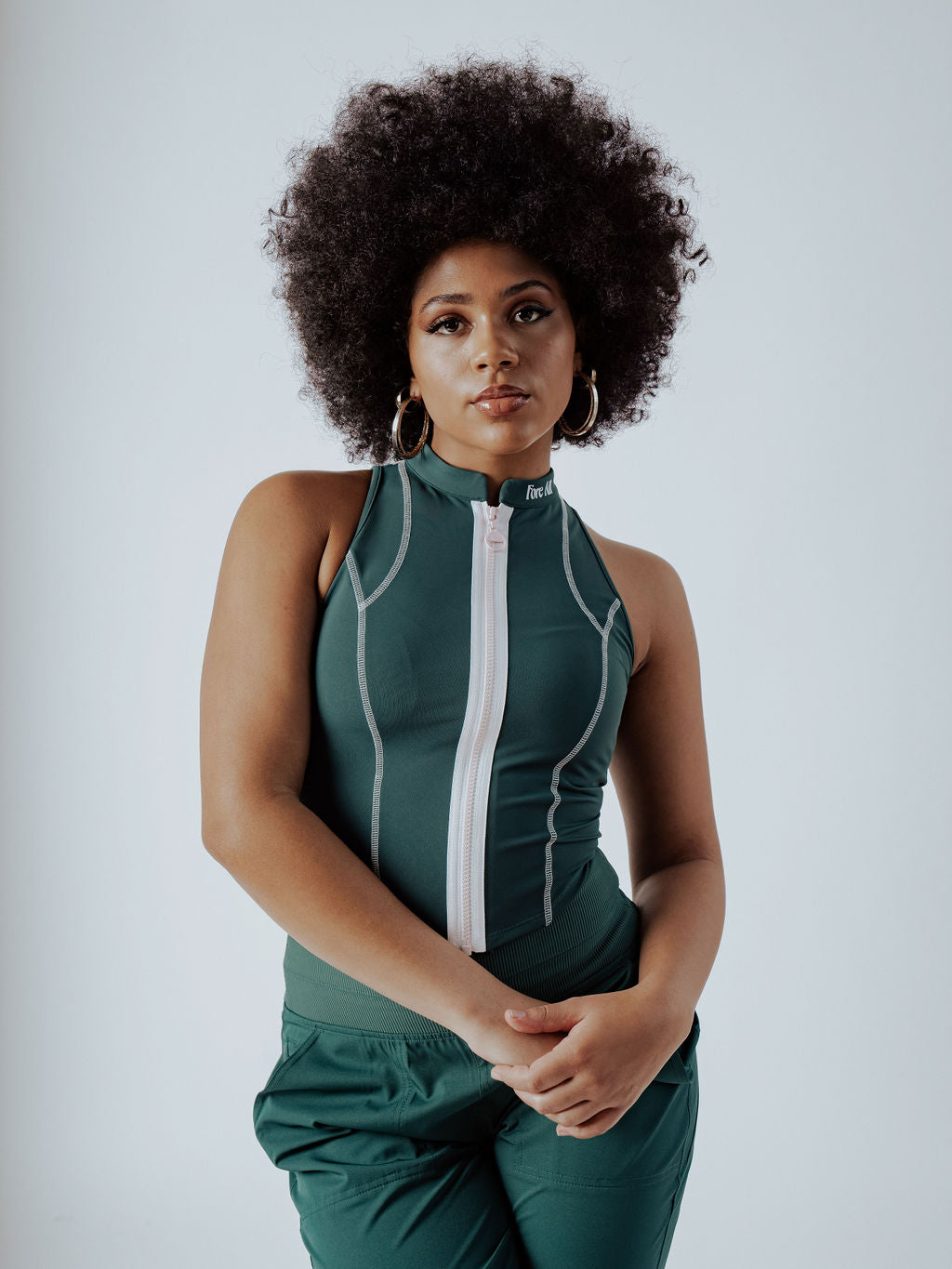 LOUISE FULL ZIP - GREEN/WHITE CHECKERED — DSC02125.jpg