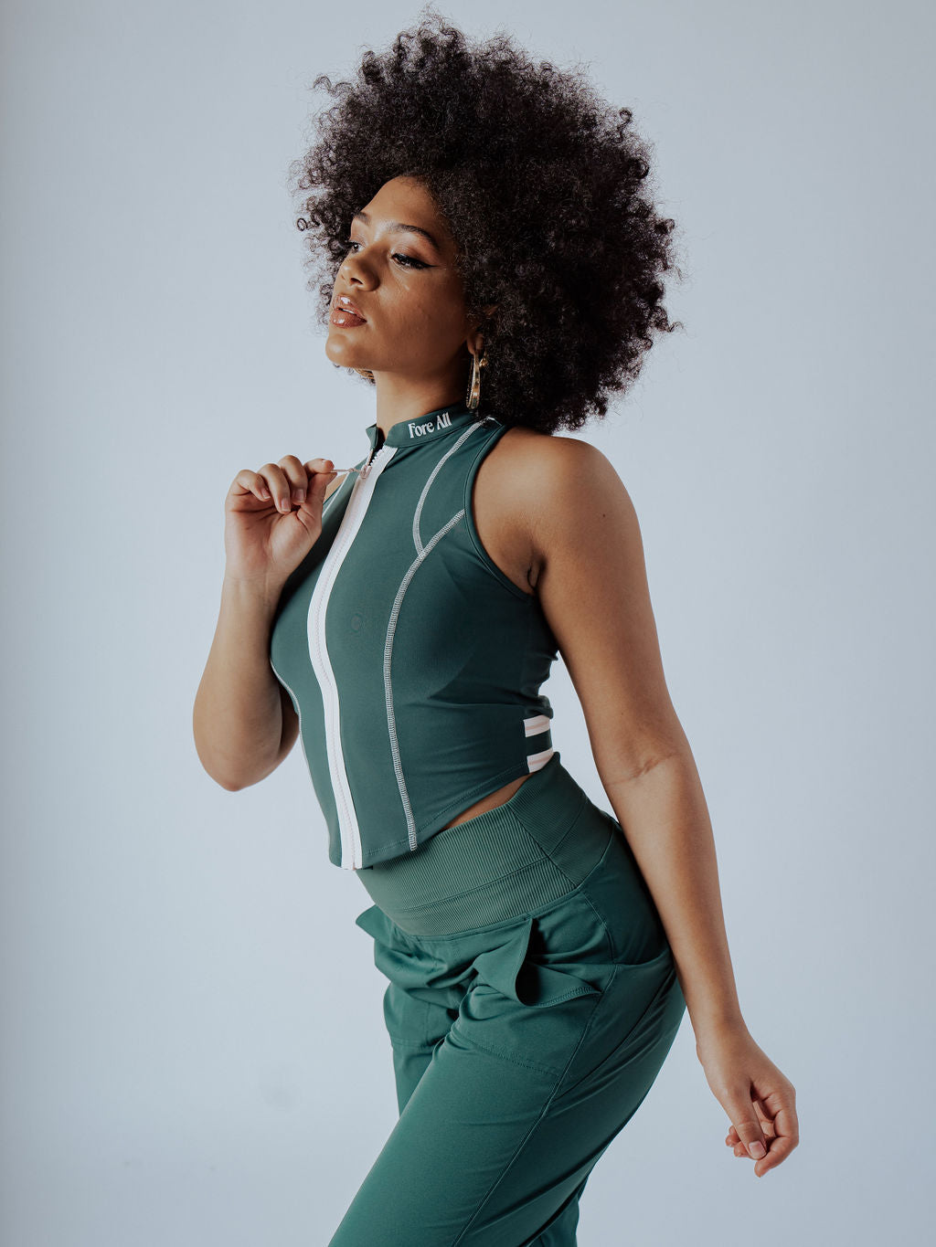 LOUISE FULL ZIP - GREEN/WHITE CHECKERED — DSC02130.jpg