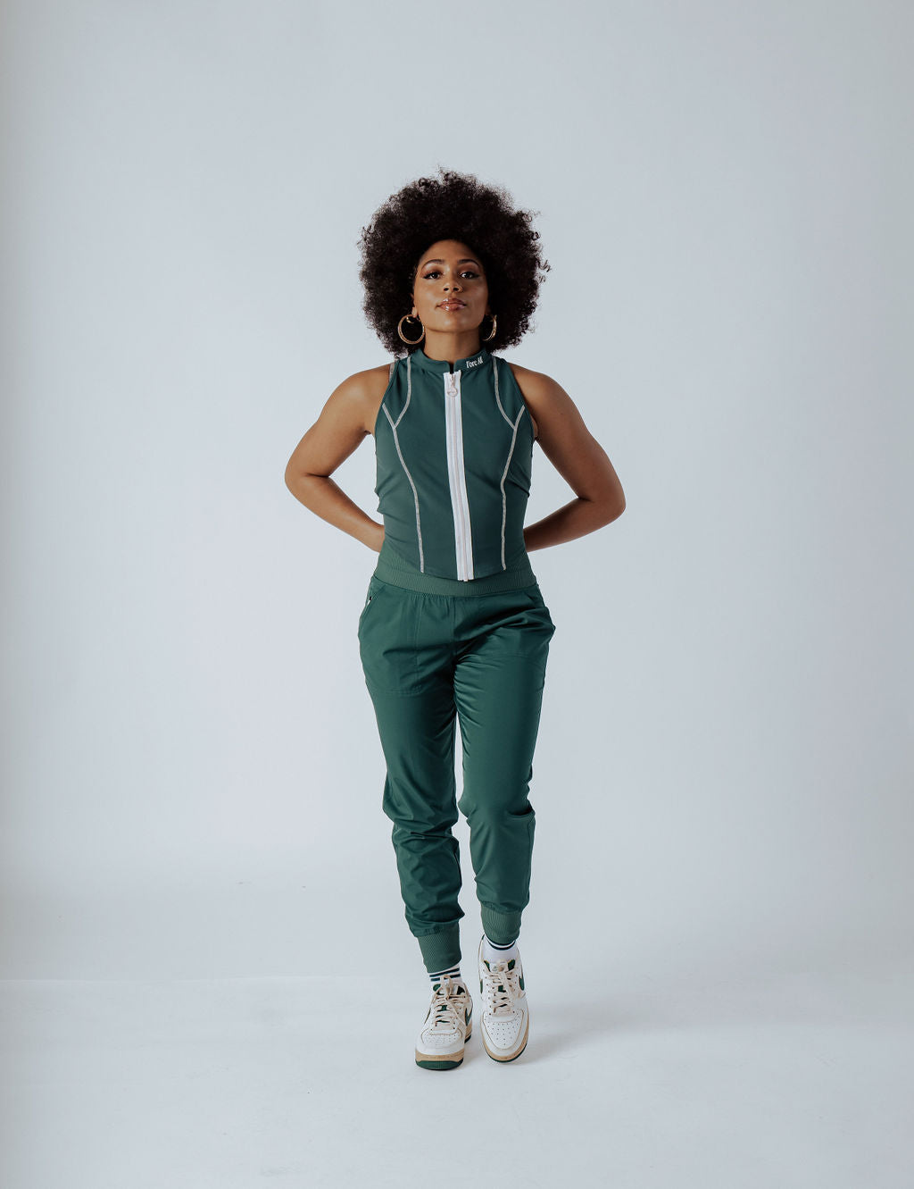 LOUISE FULL ZIP - GREEN/WHITE CHECKERED — DSC02088.jpg
