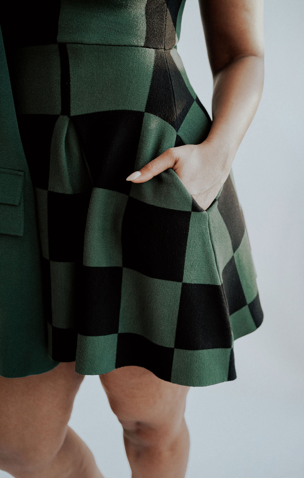 Mckell Dress - Green/Black Checkered – foreall.com