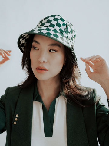 Austi Bucket Hat - Green Checkered